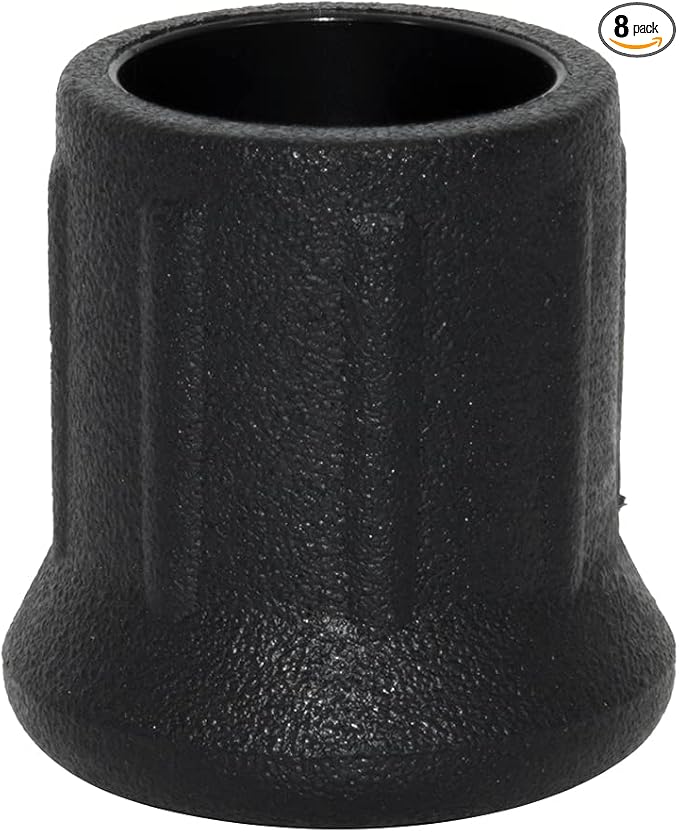 Flyshop 1", 25 mm, Patio Round Chair Leg Caps, Furniture Table Feet Covers Floor Protectors, Non-Marking Straight Type Frosted Synthetic Rubber Legs Tips, 8 Pack, Black by Flyshop