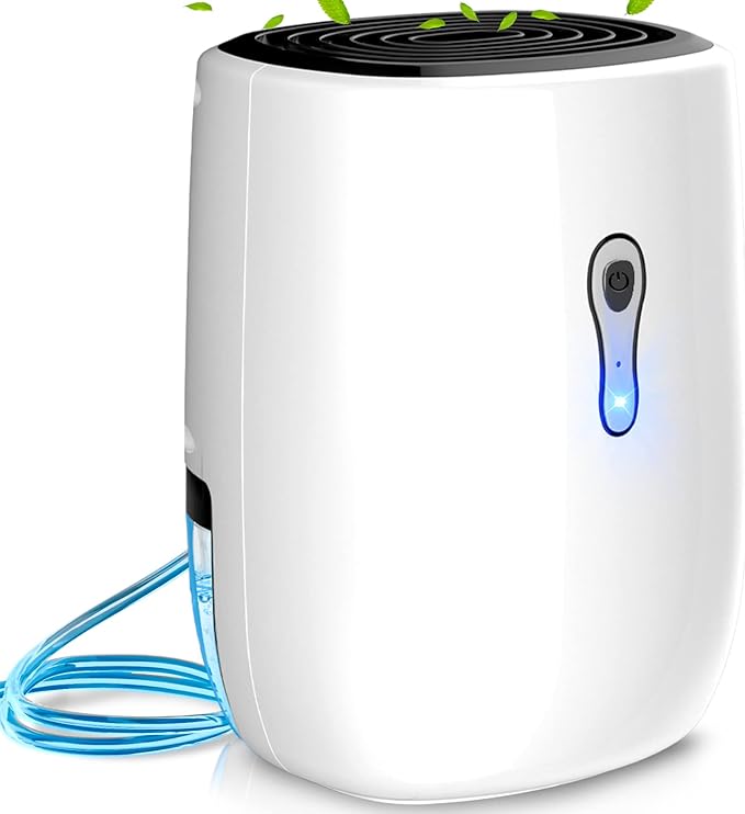 Dehumidifiers for Home 27oz(800ml) Small Auto Shut off Dehumidifiers with Drain Hose,Portable Ultra Quiet Mini Dehumidifier Effective for Bathroom, Basement, Garage, RV, Gun Safe, Closet by Posdry