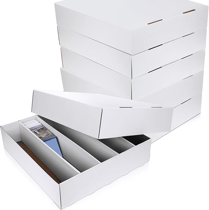 Yexiya 3 Pcs 5000 Count Card Storage Boxes for Trading and Gaming Cards White Cardboard Organizer with Divider Collector Holders Collectibles Box for Sports Basketball Collecting by Yexiya