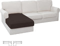 Easy-Going Stretch Sectional Couch Covers 1 Piece Chaise Lounge Slipcover L Shape Separate Cushion Couch Seat Chaise Cover for Both Left/Right Sectional Couch Chocolate by Easy-Going