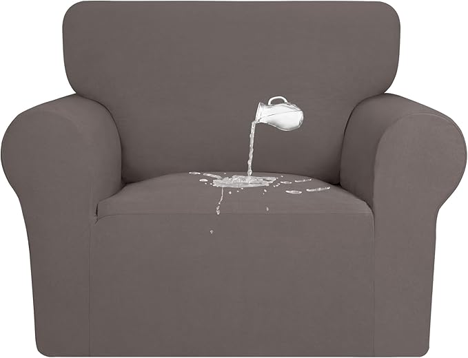 PureFit 100% Dual Waterproof Couch Cover Slipcovers for Couches and Sofas - Stretch Non Slip Fleece Sofa Covers Washable, Leakproof Furniture Protector for Kids, Pets, Dog (Chair, Taupe) by PureFit