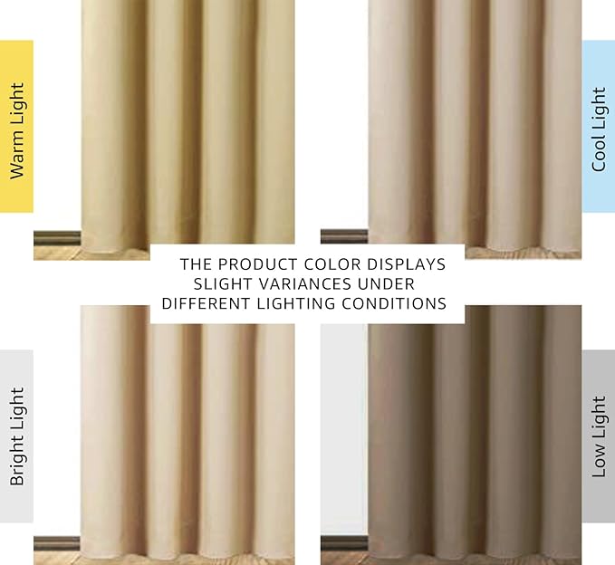 NICETOWN Living Room Completely Shaded Draperies, Privacy Protection & Noise Reducing Ring Top Drapes, Black Lined Insulated Window Treatment Curtain Panels(Biscotti Beige, 2 Pieces, W52 x L84) - Image 3