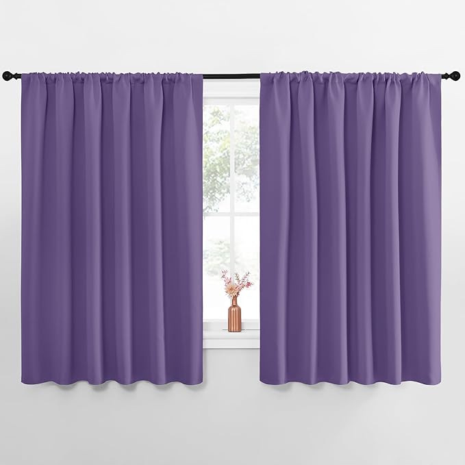 NICETOWN Blackout Curtains for Bedroom, Blackout Curtain Panels, Lilac Purple, 1 Pair, 62 by 63-inch, Window Treatment Energy Saving Thermal Insulated Solid Rod Pocket Blackout Drapes/Draperies by NICETOWN