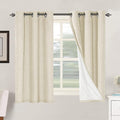 H.VERSAILTEX 100% Blackout Curtains for Bedroom Thermal Insulated Linen Textured Curtains Heat and Full Light Blocking Drapes Living Room Curtains 2 Panel Sets, 42x54 Inch, Bleached Sand by HVERSAILTEX