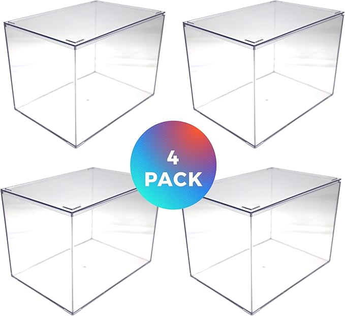 4 Clear Acrylic Boxes with Lid, 12.5"L x 8.5"W x 8.5"H, Made in USA, Clear Display Case for Sports Memorabilia, Diorama Box or Plastic Box for Collectibles - Image 2