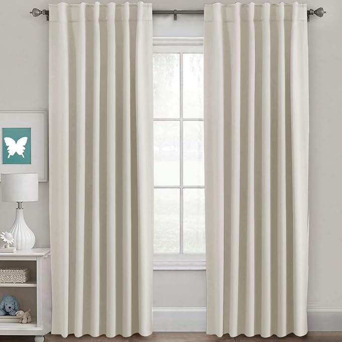 H.VERSAILTEX Light Reducing Curtains Thermal Insulated Window Treatment Panels Room Darkening Privacy Assured Drapes for Living Room Back Tab/Rod Pocket Bedroom Drapes 2 Panels, Ivory - 52 x 96 Inch by HVERSAILTEX