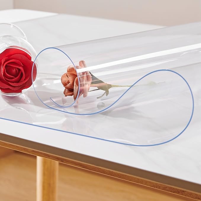 NECAUX 12 x 16 Inch 1.5mm Thick Clear Table Protector, Plastic Tablecloth PVC Waterproof Table Cover Protector Vinyl Desk Pad Mat for Coffee Table End Table Night Stand Dresser Vanity Makeup Decor - Image 2