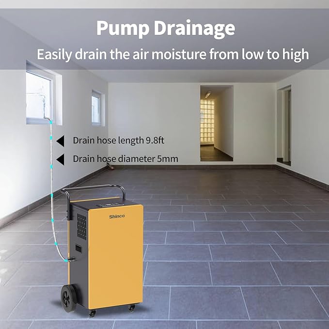 Shinco Commercial Dehumidifiers with Pump, 200 Pints Industrial Dehumidifier for Crawl Spaces, Basements Warehouse and Large Spaces up to 8,000 Sq Ft - Image 6