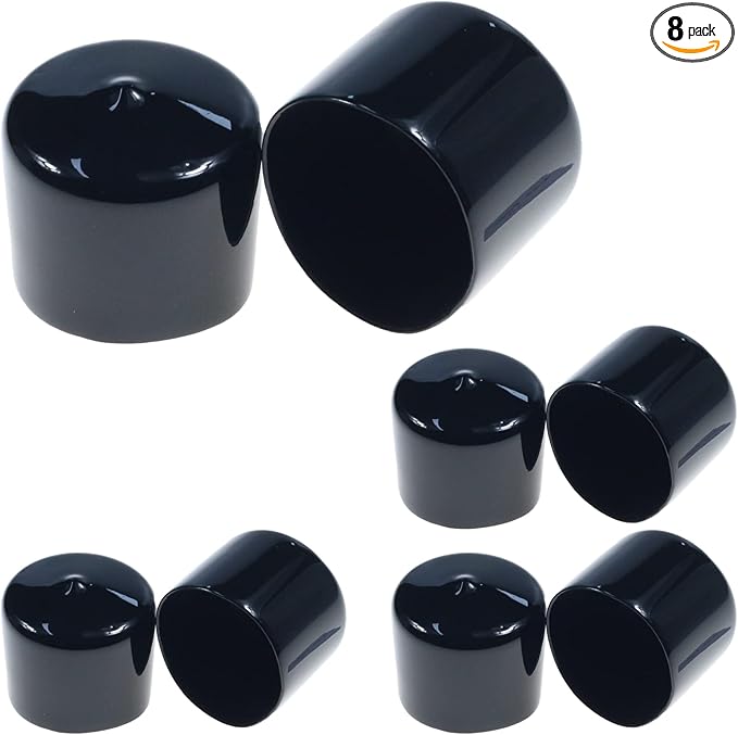 Acocony 1 5/8 Inch Rubber Cap Round Rubber End Caps PVC Flexible Protector Plastic Plugs for Round Holes Black Pack of 8 by Acocony