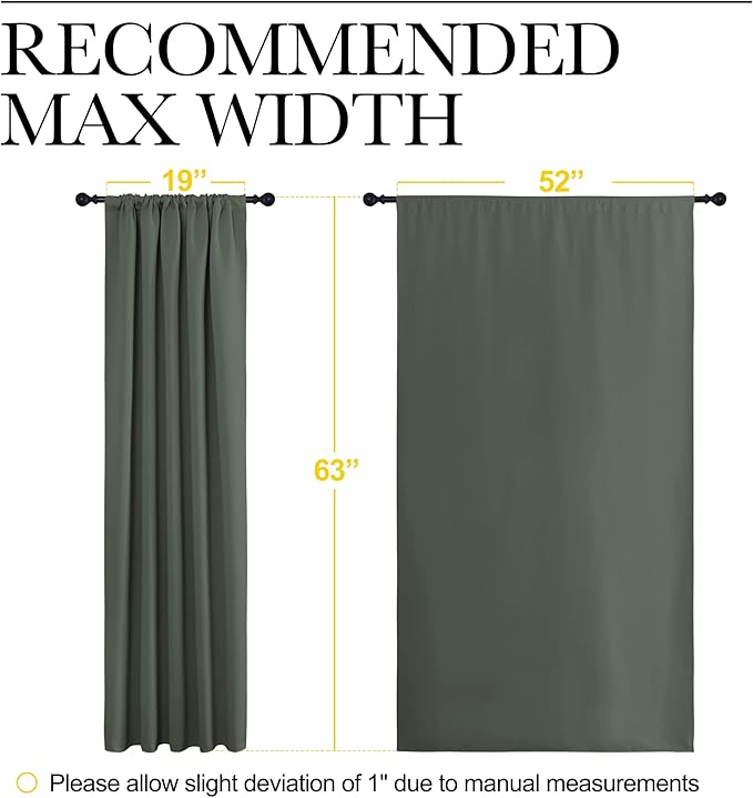 NICETOWN Bedroom Curtains Blackout Draperies - All Season Thermal Insulated Solid Rod Pocket Top Blackout Curtains/Drapes for Kid's Room (Dark Mallard, 1 Pair, 52 x 63 Inch) - Image 7