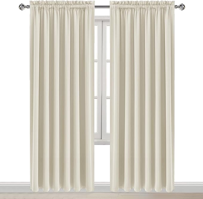 DWCN Blackout Curtains for Living Room Thermal Insulated, Energy Saving & Noise Reducing Bedroom Curtains, Light Beige, W 70x L 84 Inch, Set of 2 Rod Pocket Curtain Panels - Image 9