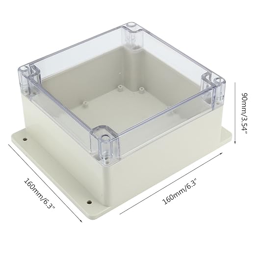 Waterproof Dustproof ABS Plastic Junction Box Universal Electric Project Enclosure with PC Clear Transparent Cover 6.3"x6.3"x3.54"(160mmx160mmx90mm) - Image 3