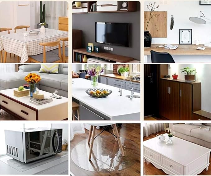 NECAUX Custom 30 x 44 Inch Frosted Table Cover Protector, 1.5mm Thick Plastic Scratch Resistent Heavy Duty Desk Pad Mat Non-Slip Tablecloth Protector for Coffee Table, Sofa Table, Media Stand - Image 5