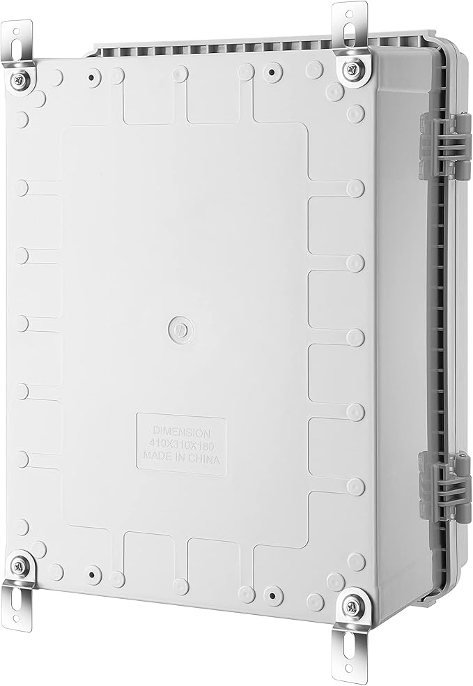 Junction Box, IP67 Waterproof Plastic Enclosure for Electrical Project, Hinged Grey Cover, Includes Mounting Plate and Wall Bracket (Grey Cover, 16.1"x12.2"x7.1") - Image 6