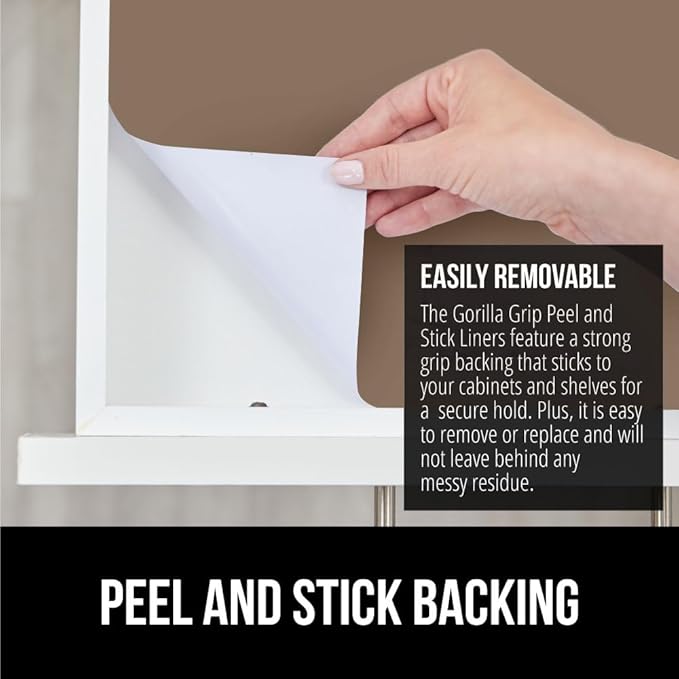 GORILLA GRIP Peel and Stick Paper, Removable Cover for Books, Shelves, Countertops, Drawers, Cabinets and Crafts, Easy Install Kitchen Decor, Shelf, Drawer, Cabinet Liners, 11.8 in x 10 FT Dark Beige - Image 4