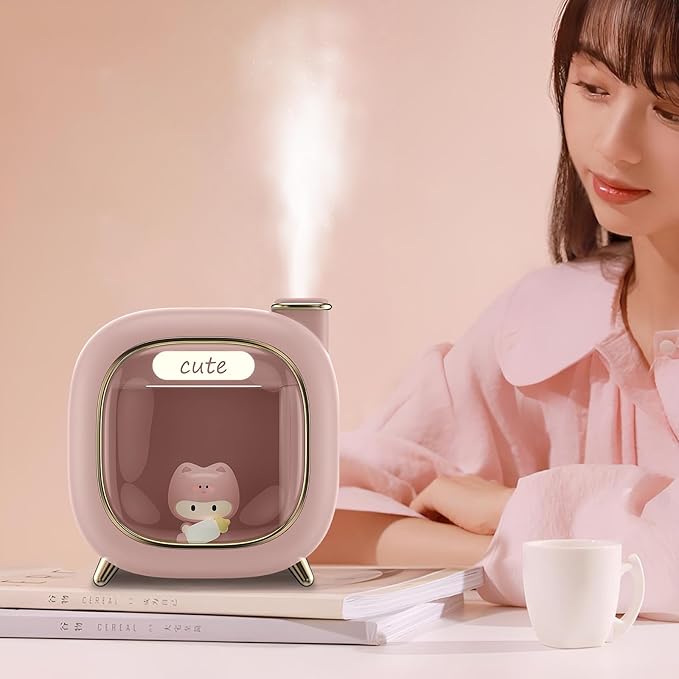 Cute Pet Humidifier, 13.5oz Creative TV Humidifier, USB Plug in Use, Desktop Silent Spray, High Appearance Level Gifts (Pink) - Image 6