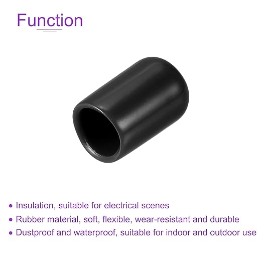 DMiotech 20 Pack 5/16" ID Black Screw Thread Protectors Rubber End Caps Bolt Covers for Screw Bolt Furniture Pipe - Image 5