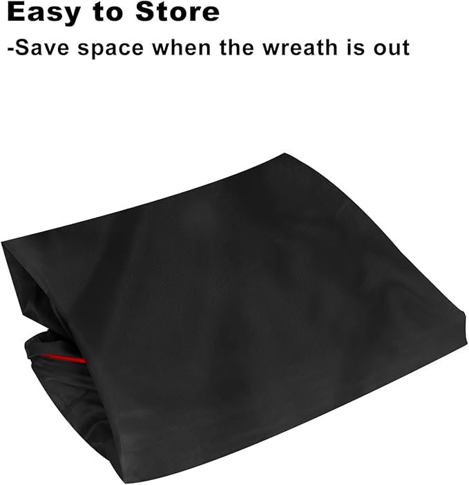 TQS Christmas Wreath Storage Bag 30inch -Large Christmas Wreath Storage Container-Durable Oxford Fabric, Dual Zippered, Easy to Slip The Wreath in & Out, Protect Wreath Garlands from Dust -Black - Image 8