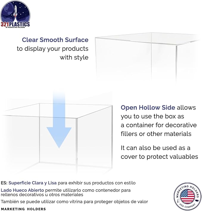 12" x 12" x 9" Clear Acrylic Display Box with One Open Side No Lid Versatile Square Dust Cover Retail Product Riser or Merchandise Storage Bin by Marketing Holders - Image 5