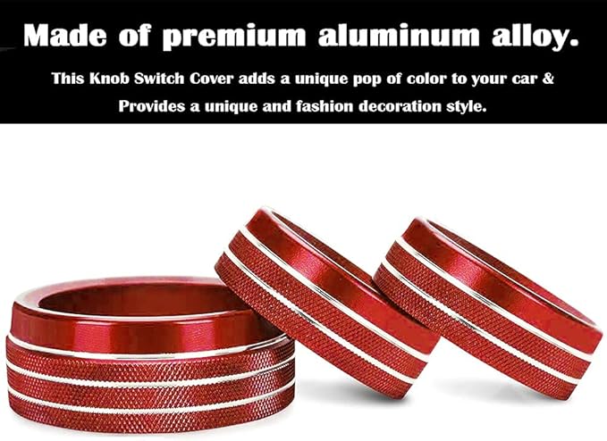 Auprite Climate Control Knob Covers for Challenger Accessories 2015-2023 2024, for Dodge Charger 2015-2023 2024, for Dodge Chrysler 300/300s 2015-2024,3Pcs Kit (Red) - Image 5