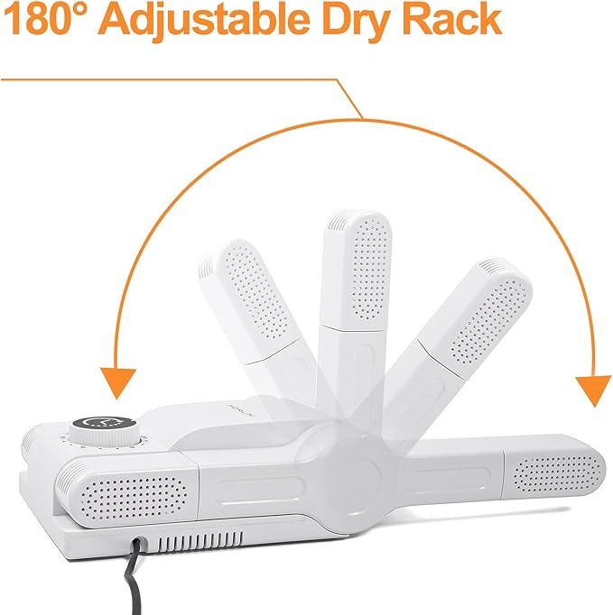 FORLIM Boot Dryer for Work Boots, Shoe Dryer with Heat Blower, Glove Dryer & Boot Warmer - 180° Adjustable Dry Rack - Telescopic Bendable Dry Ports - Intelligent Timer - White - Image 4