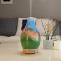Vase Aroma Essential Oil Diffuser 160ml Art Glass Ultrasonic Cool Mist Scent Aroma Diffuser, Intermittent with Auto Shut-Off Timer Setting &7 Colors Night Light for Home-Ends of The Earth by inrorans