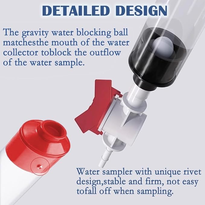 Water Sampler Tube, Ultra Light PE Liquid Sampling Device with Stopper Ball & Valve for Environmental Monitoring - Image 5