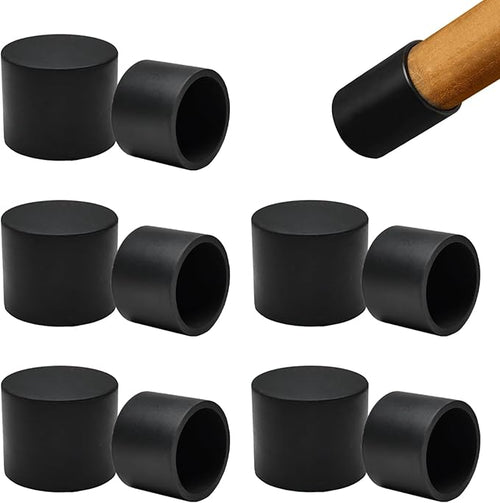 10 Pcs 1-3/16"(30 mm) Round Chair Leg Tips Caps, Silicone Rubber Furniture Leg Floor Protectors, Reduce Noise Folding Metal Chair Leg Cap Replacement for Bar Stool Leg Patio Indoor, Black by BOPOREAE