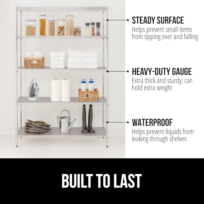 GORILLA GRIP ShelfGuard Wire Shelf Liner Compatible with Amazon Basics Shelving Unit, Set of 5 Waterproof Liners for Organizing Metal Rack Shelves, Kitchen Cabinets, Cupboard, Pantry, 14x30 Charcoal - Image 2