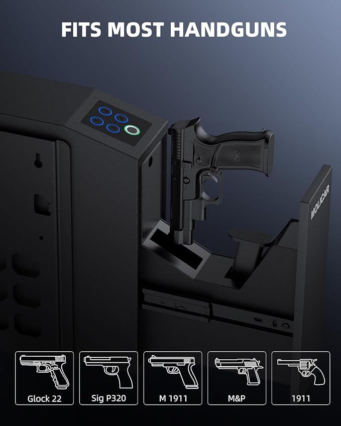 Biometric Gun Safe for Handgun Fingerprint 3 Ways Quick Access Slider Pistol Safe, Mounted Bedside Gun Lock Box for Nightstand, Bed, Desk, Wall, Dresser - Image 4