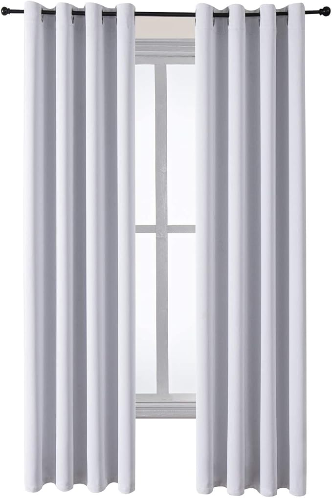 ChrisDowa Grommet Room Darkening Curtains for Bedroom and Living Room - 2 Panels Set Thermal Insulated Blackout Curtains (Greyish White, 52W x 84L) - Image 7