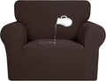 PureFit 100% Dual Waterproof Couch Cover Slipcovers for Couches and Sofas - Stretch Non Slip Fleece Sofa Covers Washable, Leakproof Furniture Protector for Kids, Pets, Dog (Chair, Chocolate) by PureFit