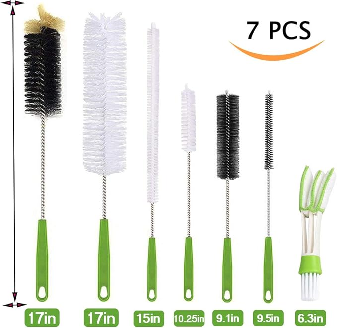 Long Bottle Brush, 17 in Bendable Cleaner Brushes for Cleaning Neck Beer Bottles, Wine, Baby Bottles, Water Bottles, Tumblers, Flask, Bird Feeder, Vase, Pipes and Brewing Supplies 7 Pack - Image 7