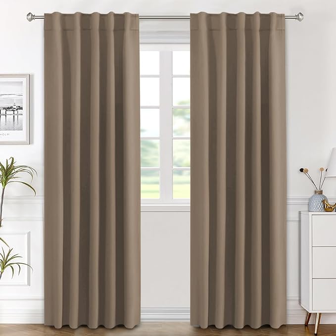 H.VERSAILTEX Blackout Curtains Thermal Insulated Window Treatment Panels Room Darkening Blackout Drapes for Living Room Back Tab/Rod Pocket Bedroom Draperies (2 Panels, Macchiato, 42 x 84 Inch) by HVERSAILTEX