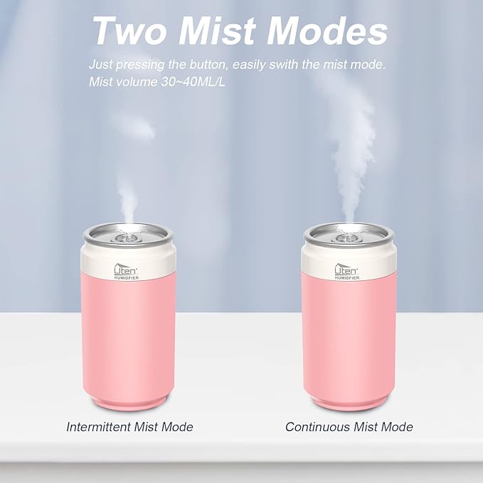 Humidifiers, Humidifier for Bedroom, Can Air Humidifier, Humidifiers for Home and Plants, USB Powered And Battery Powered Portable for Home Office Car Outdoor, 2 Mist Modes, Night Light, Auto-Off - Image 2