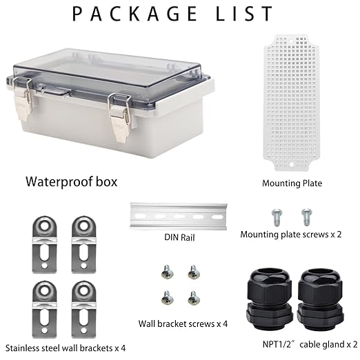 Outdoor Waterproof Electrical Box Junction Box Weatherproof IP67 ABS Plastic Enclosure Switch Router Project Box Electronics Enclosure with Mounting Plate Wall Bracket Clear 7.9"x3.9"x2.8" - Image 4