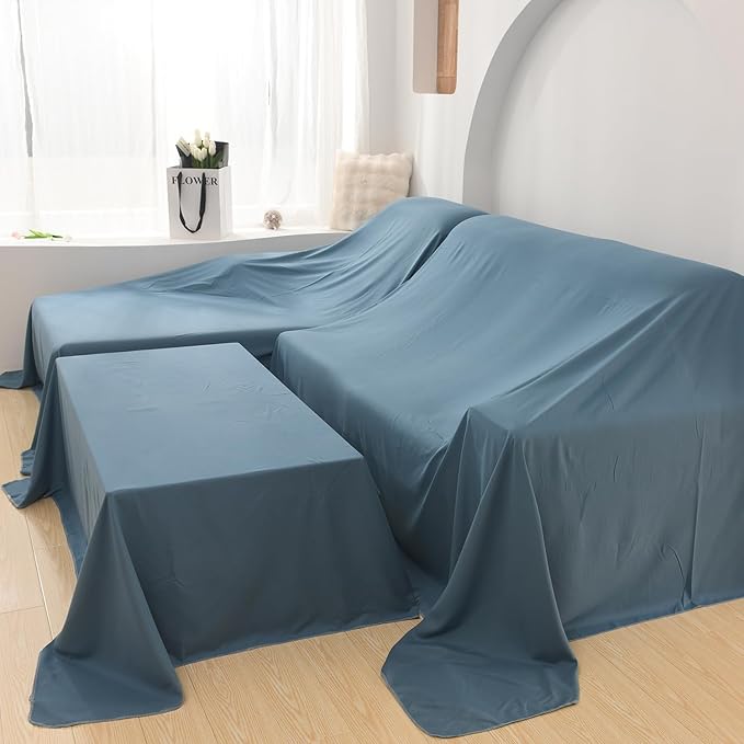 Furniture Cover Multi-Purpose, Indoor and Outdoor Furniture Dust Cover Sofa Cover Dustproof Breathable Mattress Protector Cabinet Cloth Home Dust Block (Space Blue, 350cm x 500cm(137x196in)) - Image 8