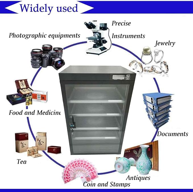 100L Electronic Camera Storage Dry Cabinet, 5 Layers Camera Digital Dehumidifying Dry Box for Lens and Electronic Equipment Storage - Image 7