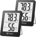 DOQAUS Humidity Meter, 2 Pack Room Thermometer Indoor, Hygrometer with 5s Fast Refresh, Temperature Humidity Monitor Meter for Baby Room, Living Room, Basement, Greenhouse, Office by DOQAUS