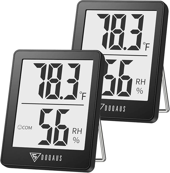 DOQAUS Humidity Meter, 2 Pack Room Thermometer Indoor, Hygrometer with 5s Fast Refresh, Temperature Humidity Monitor Meter for Baby Room, Living Room, Basement, Greenhouse, Office by DOQAUS