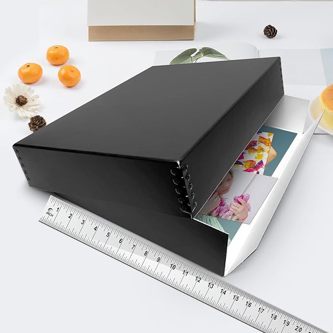 Lineco 13x19 Black Museum Storage Box, Removable Lid and Drop Front Design, 13.5 x 19.5 x 3 in Archival with Metal Edge, For Picture Longevity, Photos, Document, Crafts, Paper Art Print - Image 3