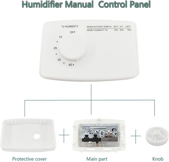 Humidistat Switch 4655, Manual Digital Control for Whole-House Duct or Wall Mounted Humidifier, 24VAC, White - Image 3