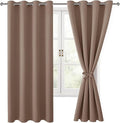 Hiasan Blackout Curtains for Bedroom, 52 x 63 Inches Length - Thermal Insulated & Light Blocking Window Curtains for Living Room, 2 Drape Panels Sewn with Tiebacks, Cappuccino by Hiasan