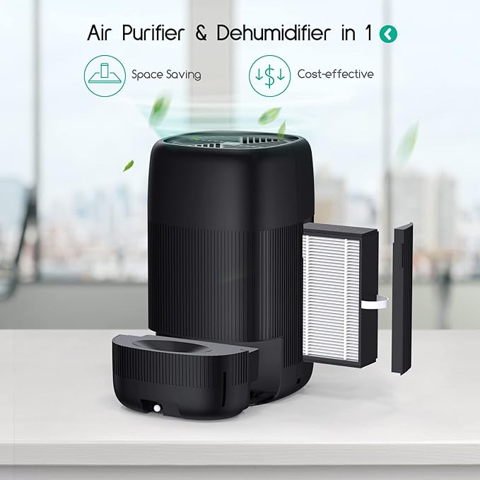 Afloia Air Purifier and Dehumidifier in 1, Air Purifier with Efficient Filter, Small Dehumidifier Combined with Air Cleaner, Remove Pet Odors Dust Smoke for Home, Bedroom, Bathroom - Image 7