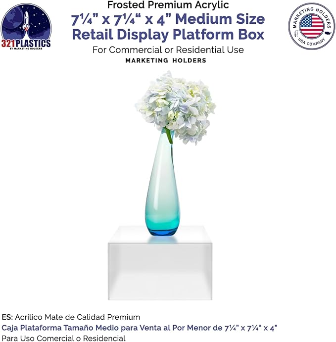 Frosted Acrylic Display Box Counter Retail Merchandise Storage Bin No Lid with Open Bottom 7" x 7" x 4" Flippable Cubby for Tradeshows and Expos by Marketing Holders - Image 5