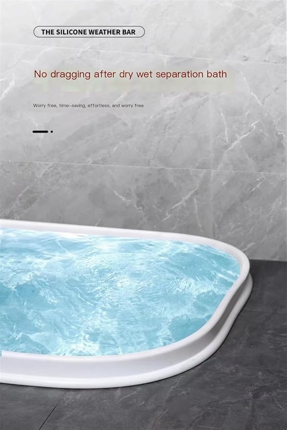 1.18in×1.57in，Shower Water Guard，Shower Door Seal Strip，Durable Silicone Waterproof Barrier,Room Sink countertop Bathroom Bathtub Dry Wet Separation Holder. ﻿(White,2 meters/79 in) - Image 5