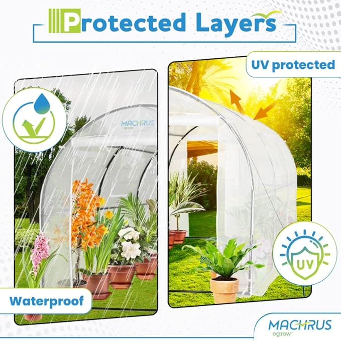 Machrus Ogrow Deluxe Walk-in Tunnel Greenhouse with White Cover - Image 4