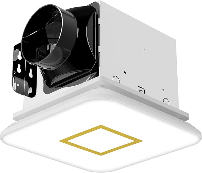 Fitop Bathroom Fan with Light,110CFM 1.0 Sones 1200lm LED Light 3000K/4000K/5000K Selectable,120V 43W Quiet Bathroom Ventilation Exhaust Fan for Shower/Restroom/Office/Home(gold) by Fitop