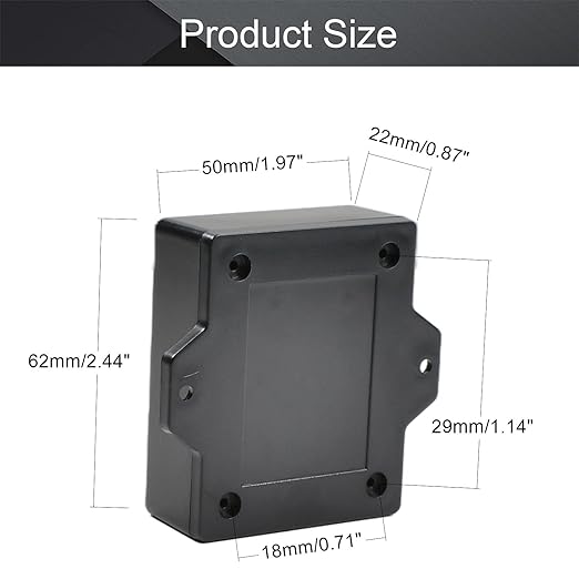 Fielect 5Pcs Project Box ABS Plastic Junction Box Electrical Project Case Enclosure Power Junction Box with Ear, Black, 2.44 x 1.97 x 0.87 inch - Image 2