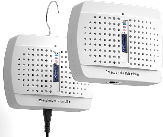 2 Pack Small Dehumidifier, Gun Safe Dehumidifiers, Damp Rid, Rechargeable Humidity Absorber Portable Moisture Absorber for Car Closet Bathroom Small Room by Unknown